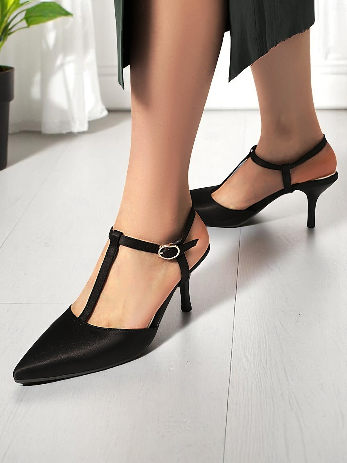 Women's Brown T-Strap Pointed Toe Heels - Elegant Slingback Dress Shoes with Buckle for Office Wear and Daytime Dates 2025 - $46.99 –P3