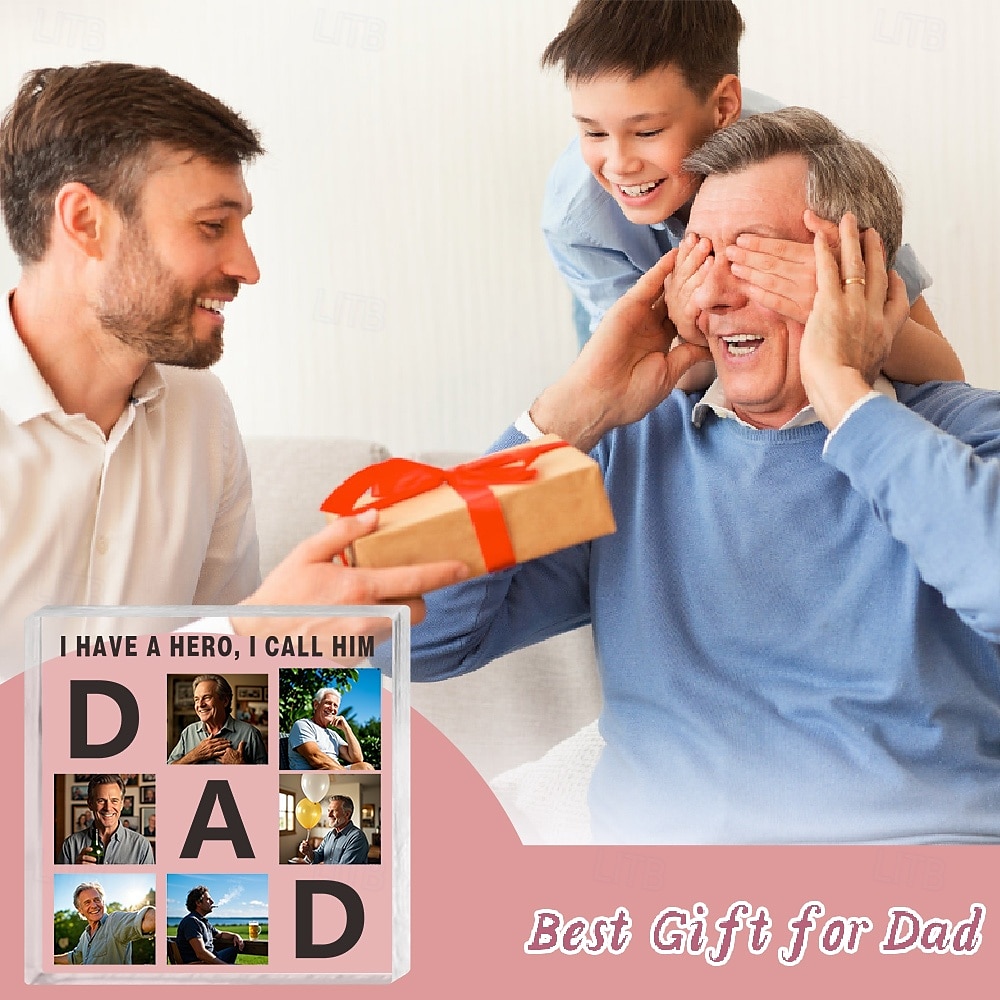 בלוק תמונות אישי ליום האב, מתנה מותאמת אישית מושלמת לאבא, בלוק לוח אקרילי עם 6 קולאז' תמונות, מתנה ייחודית לאבא 2025 - $11.99 –P3
