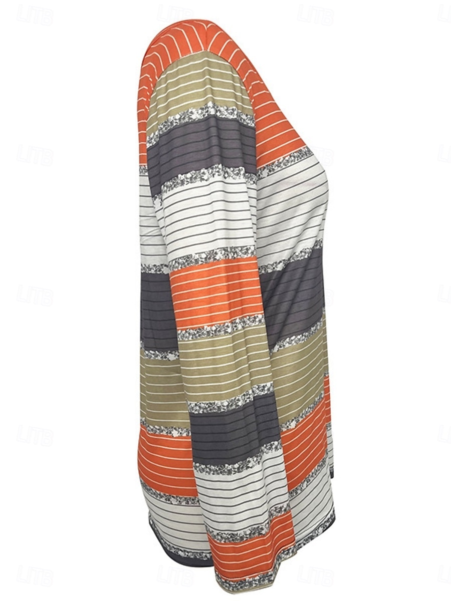 Dame Bluse Stilfull Fritid Langermet kald skulder Vanlige topper Daglig Lapper Trykt mønster Oransje Sommer Vår 2025 - $22.99 –P4