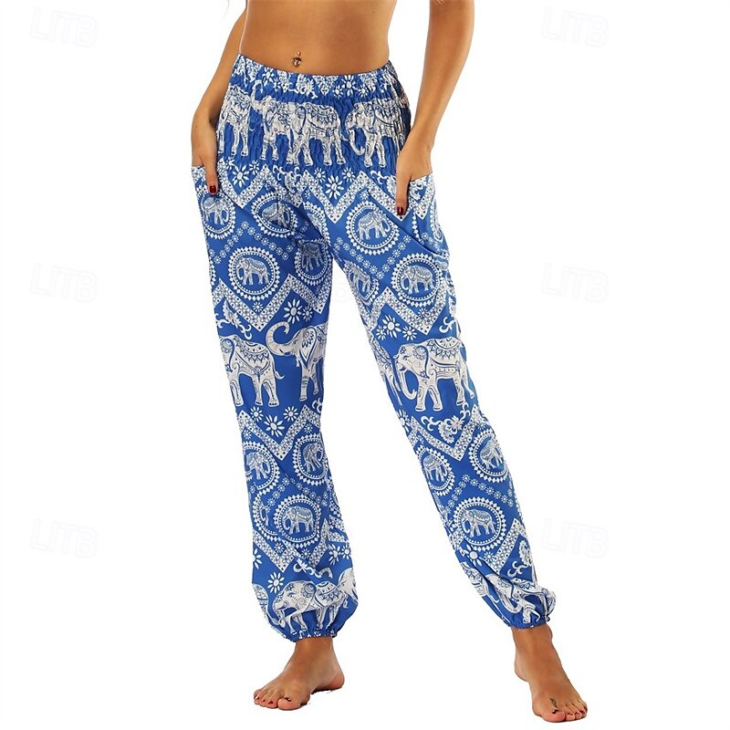 Retro Cikánský 70. léta Harémové kalhoty Kalhoty na jógu Hippie Nabíraný pas Mandala Etno Dámské předvečer Všech svatých Karneval Plážová dovolená Retro tematická párty Festival Dospělé Kalhoty 2025 - $27.99 –P8