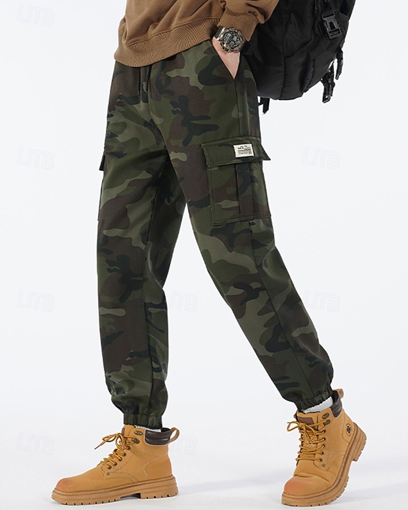 Voor heren Cargohosen Broek Camouflage broek Trekkoord Elastische taille Meerdere zakken camouflage Draagbaar Buiten Dagelijks Kamperen&Wandelen Modieus Klassiek Zwart Leger Groen 2026 - $21.99 –P2