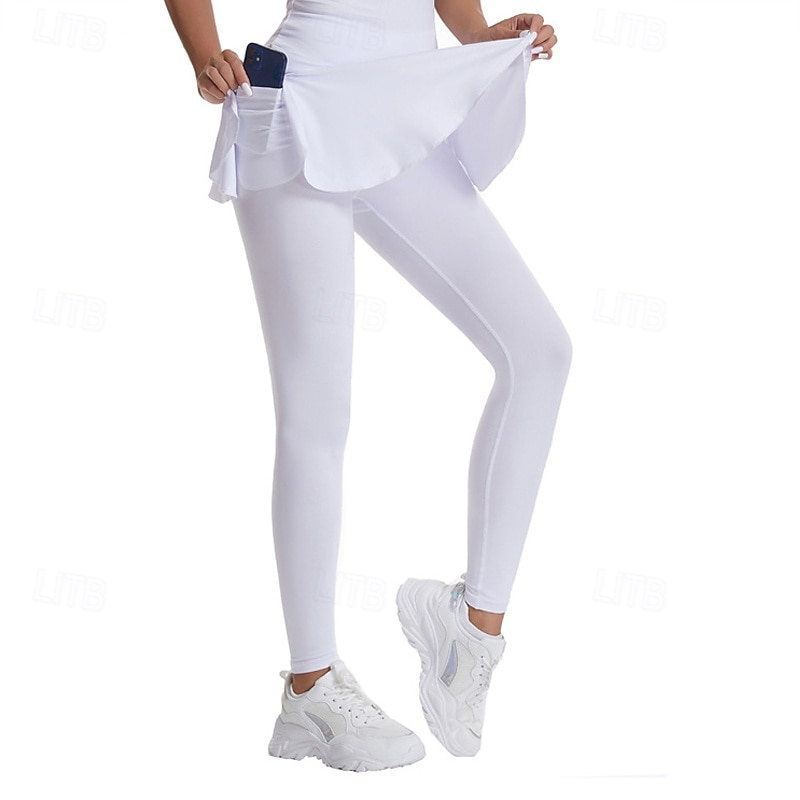 Damskie Solidne kolory Spódnica casualowa Spódnica tenisowa z legginsami Pofałdowany Boczne kieszenie Szybkie wysychanie Bransoletka tenisowa Golf Pikle Doły Czarny Biały Fioletowy Odzież tenisowa 2026 - $21.99 –P13