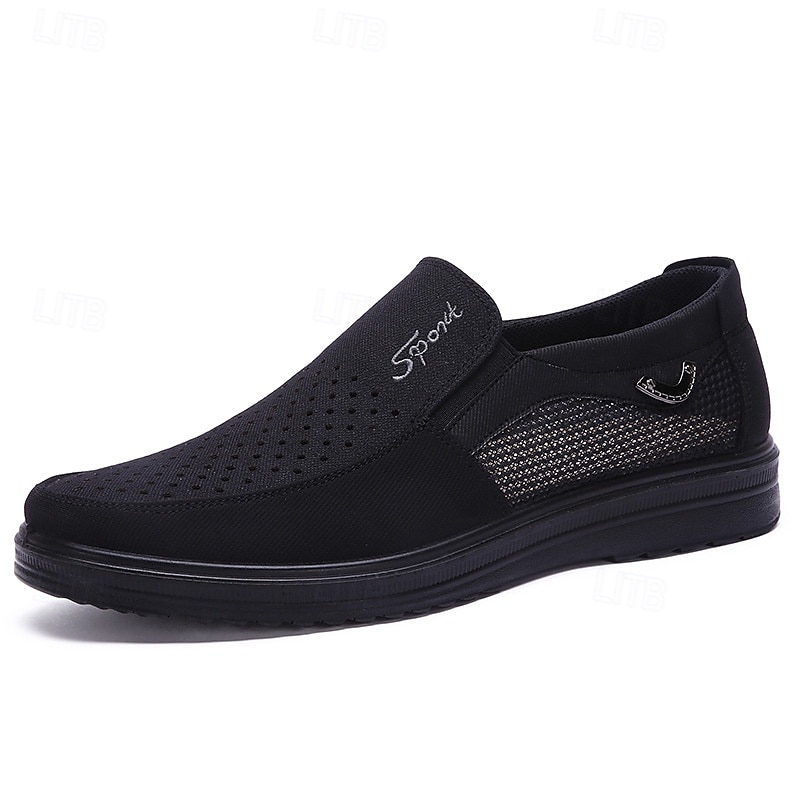 Ανδρικά καφέ slip-on mesh sneakers - άνετα, αναπνεύσιμα casual παπούτσια με ελαστική εφαρμογή για καθημερινή χρήση 2025 - $32.99 –P1