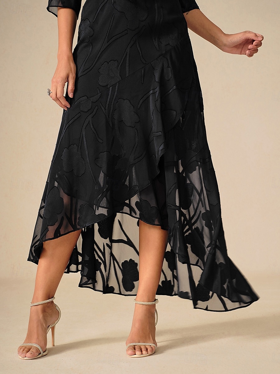 Pentru femei Rochie Maxi Rochie cu Volane Elegant Nuntă Invitat la nunta Serată Floral Fără manșon În U Negru Vară Primăvară 2025 - $69.99 –P3