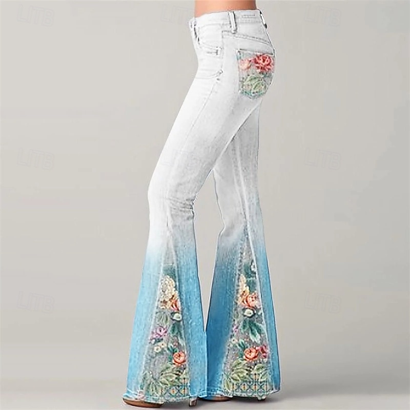 Retro Vintage Boho 1970s Bell Bottom Pants Flared Trousers Hippie mid rise Floral Fancy Dress Women's Halloween Carnival Vacation Music Festival Festival Adults' Pants 2026 - $37.99 –P1