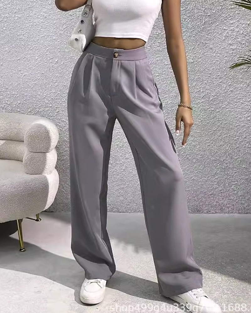 Per donna Gamba larga Pantaloni Eleganti Pantaloni Elegante Lunghezza intera Naturale Semplice Tasca Comodo All'aperto Confortevole All'aperto Ferie Weekend Verde mela Vinaccia Verde translucido del 2025 a $22.99 –P2