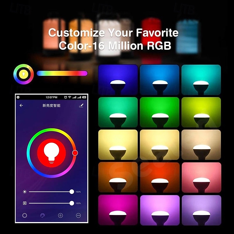 1 Pc Wifi Smart Light Bulb E26/27RGB Color Change 9W850LM Voice Remote Control Dimming Compatible with Alexa Google 2025 - $16.49 –P4