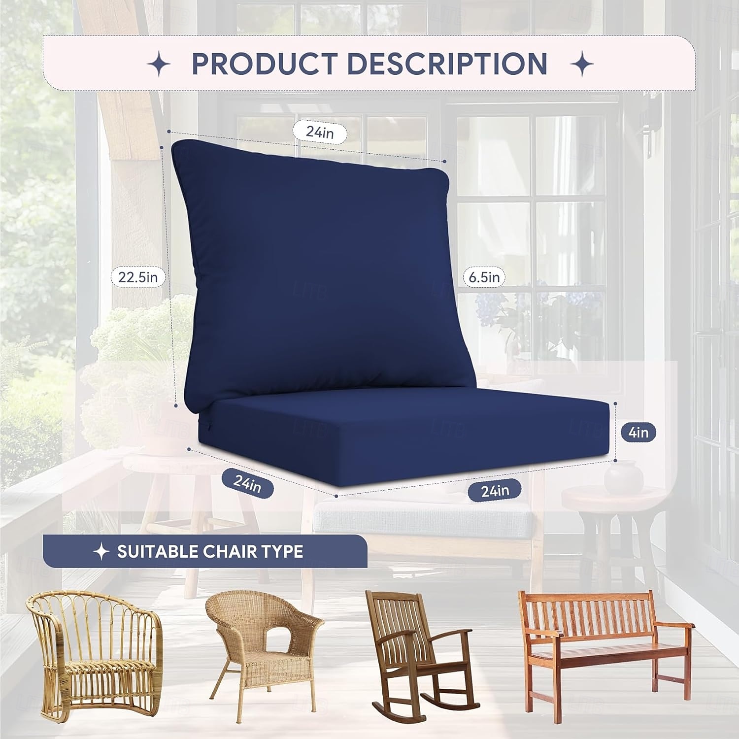 Ensemble de coussins de causeuse d'extérieur hydrofuges, résistants à la décoloration, ensemble de coussins pour canapé, banc et balançoire de 2025 ? $60.99 –P1