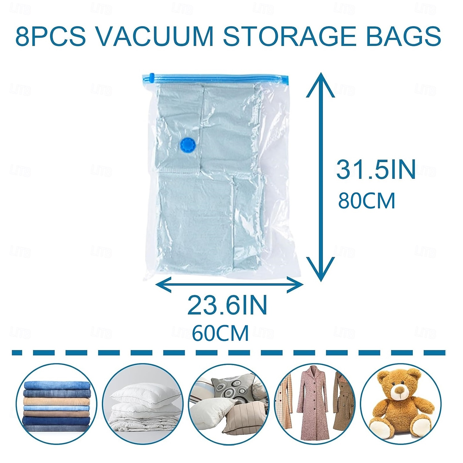 8 Jumbo Vacuum Storage Bags for Clothing Travel Luggage with Hand Pump - Seal Bags for Clothes Pillows Comforters Blankets Bedding 2026 - $25.99 –P2