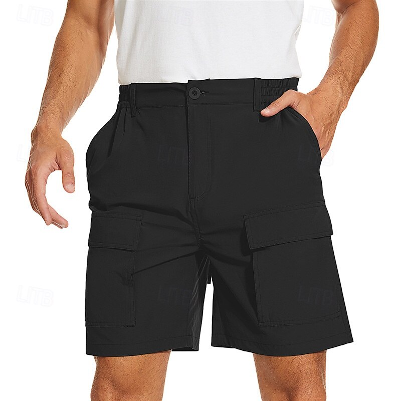 Homens Bermuda Cargo Calção Shorts de verão Cintura elástica Bolso multi Bolso com aba Tecido Conforto Vestível Comprimento do joelho Ao ar livre Esporte Diário Moda Casual Preto Verde de 2025 por $34.99 –P6