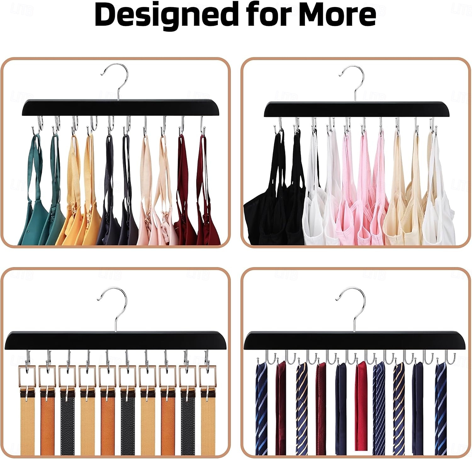 2 Pack Bra Hanger for Closet Organizer Premium Wooden Tank Top Hangers with 40 Foldable Hooks 360 Rotating Design Space Saving Storage for Tank Tops Bras Scarves and More 2025 - $18.99 –P9