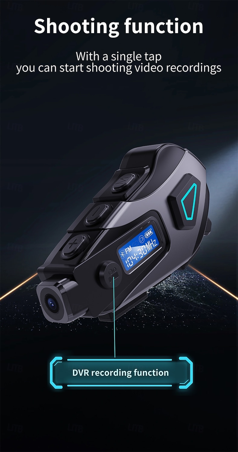 K10 Helmet Bluetooth Headset with DVR Recording, FM Radio, Voice Assistant, CVC Noise Reduction, IPX8 Waterproof, 40H Battery, HiFi Audio for Motorcycle Riding 2025 - $71.99 –P6