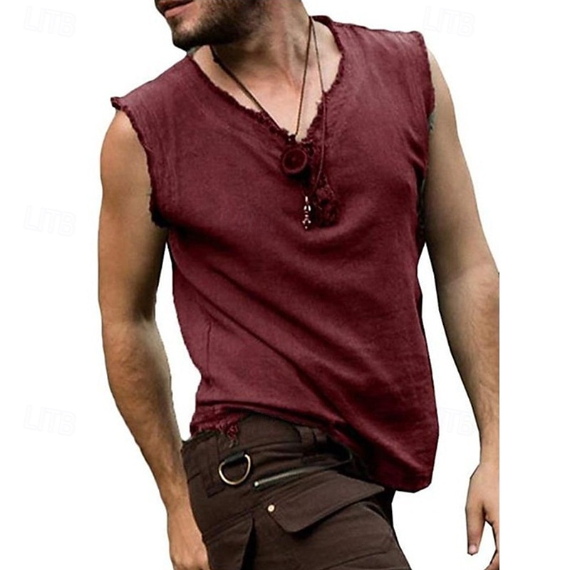 Men's Tank Top Vest Top Undershirt Sleeveless Shirt Sleeveless V Neck Summer Plain Fashion Designer Basic Classic Vacation Street Going out Black Wine Blue Top Tee for Men 2025 - $18.99 –P4