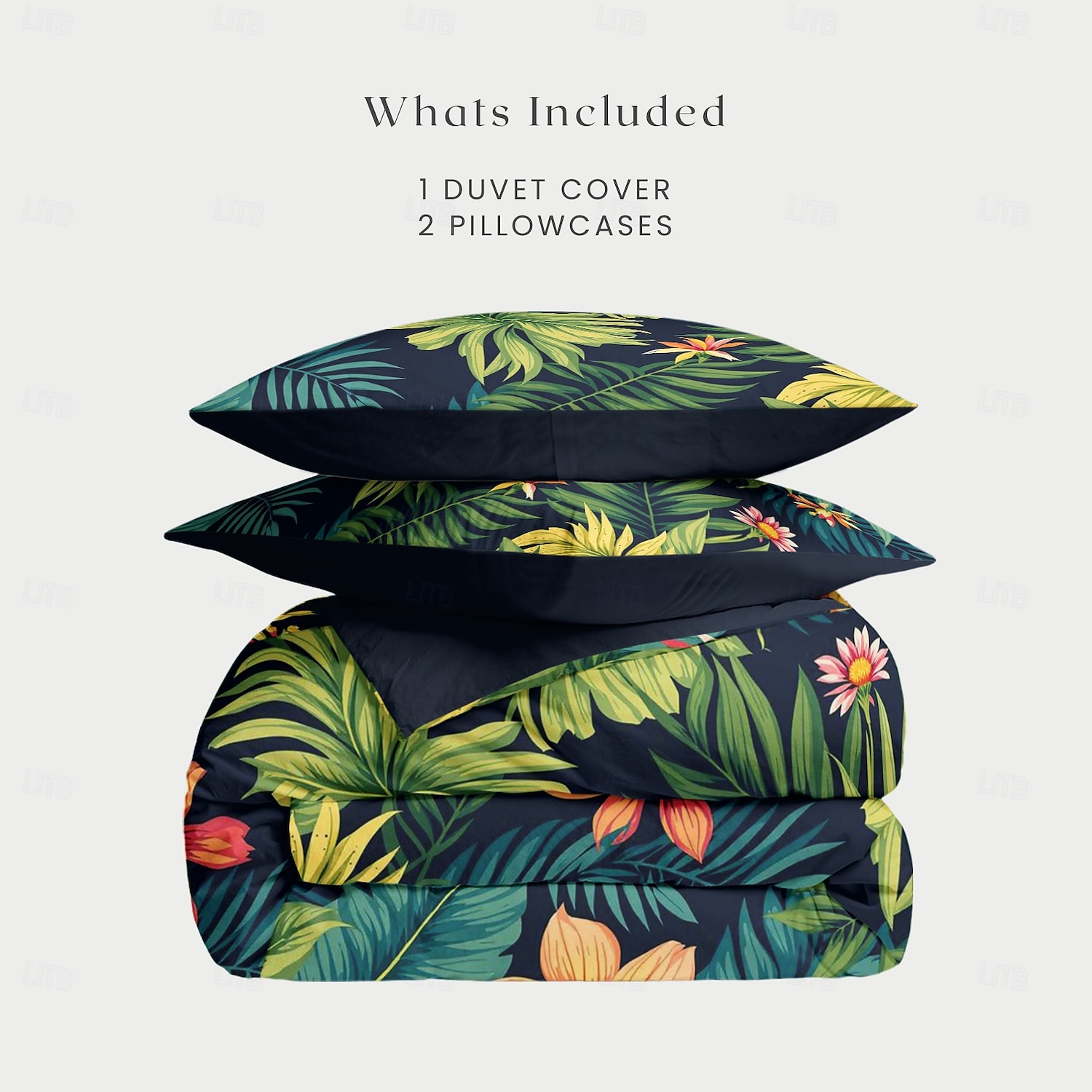 Cobertor de Edredom de Plantas Tropicais 100% Algodão Conjunto de Cama Tamanho Casal Cobertura de Colchão Macia Confortável e Leve com 2 Fronhas para Todas as Estações de 2025 por $60.99 –P15