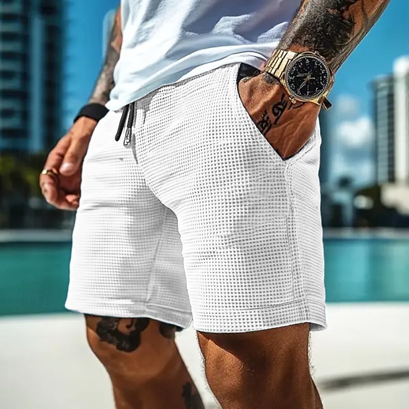 Per uomo Pantaloncini Waffle Shorts Pantaloncini Estivi Pantaloncini casual Tasca Coulisse Elastico in vita Semplice Comodità Traspirante Corto All'aperto Vacanza Canotta sportiva Casual Nero Bianco del 2025 a $18.99 –P4