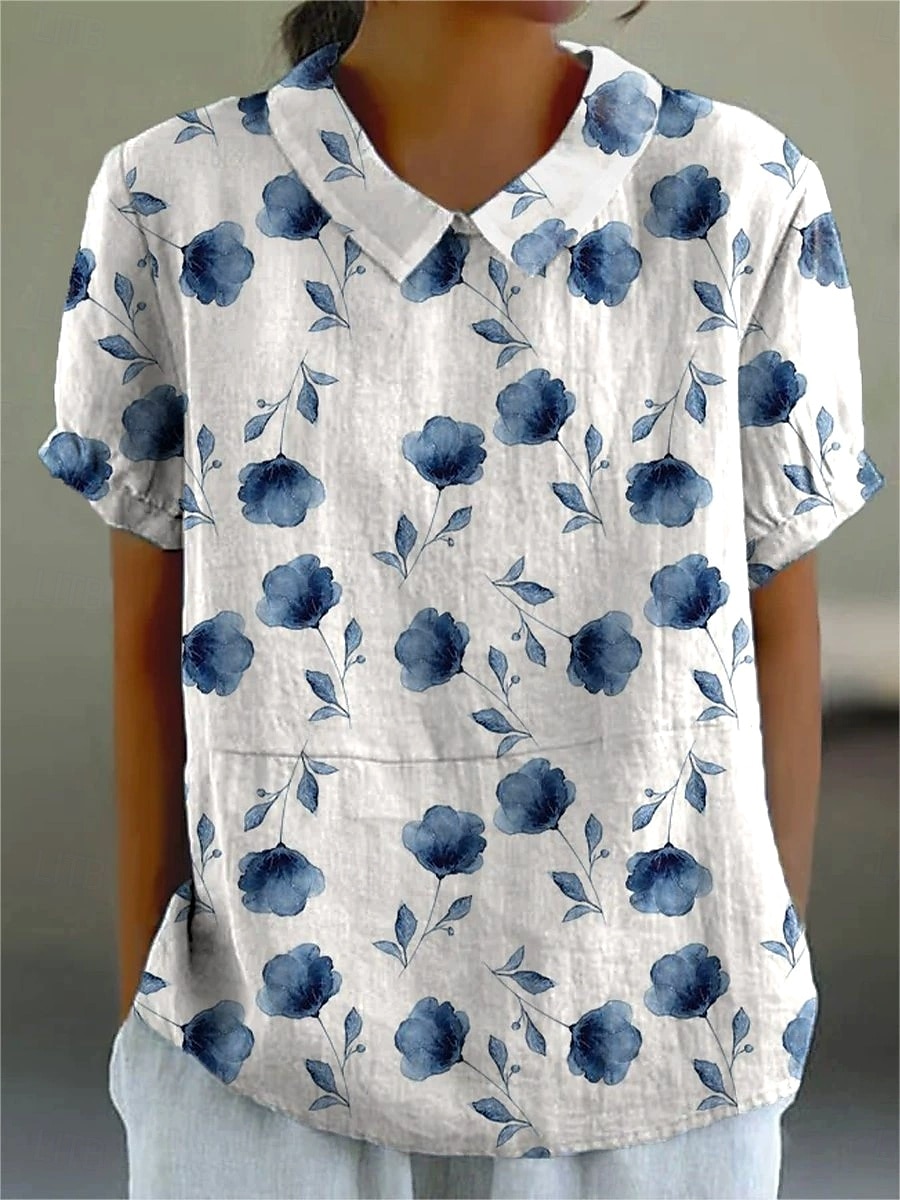 Femmes Chemisier Fleuri Graphique Abstrait ancien Tropical Élégant Manche Courte Col de chemise Hauts Réguliers Travail Quotidien Imprimé Rose pâle Noir Vert Claire Rouge Bleu clair Été Printemps de 2025 ? $23.99 –P3