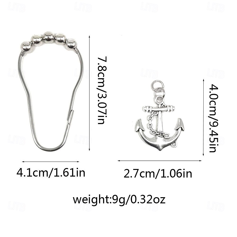 Nautical Shower Curtain Hook 1pc Rustproof Polished Chrome with Antique Silvery, Anchor & Rudder Pendants for Bathroom Decor 2025 - $9.49 –P2