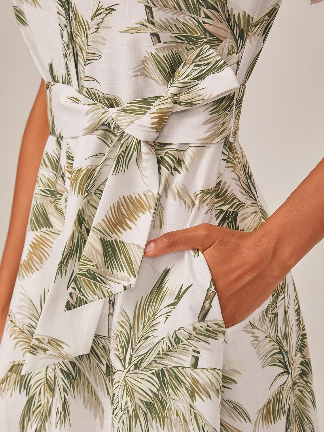 Dames Vrouw Shirtjurk Casual jurk Jurk met print Halflange jurk Groen Korte mouw Blad Planten Palmboom Zak Omgord Afdrukken Zomer Lente Herfst Overhemdkraag Vakantie XS S M 2025 - $81.99 –P3