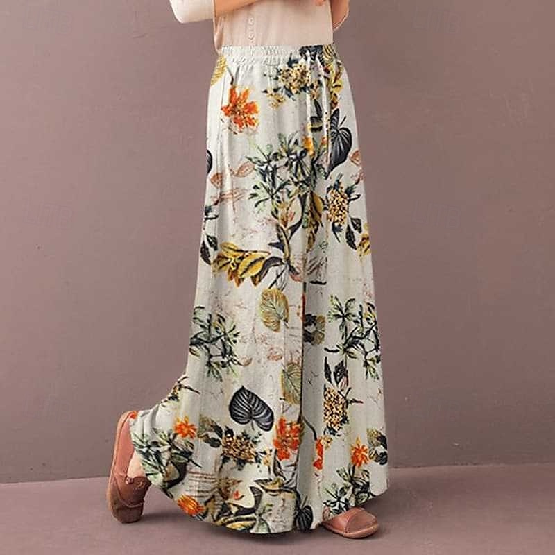 Per donna Pantaloni ispirati al lino Gamba larga Pantaloni Palazzo Streetwear Boho Lunghezza intera Misura del girovita medio Fiore Elastico in vita Traspirante Confortevole Micro-elastico All'aperto del 2025 a $17.99 –P11