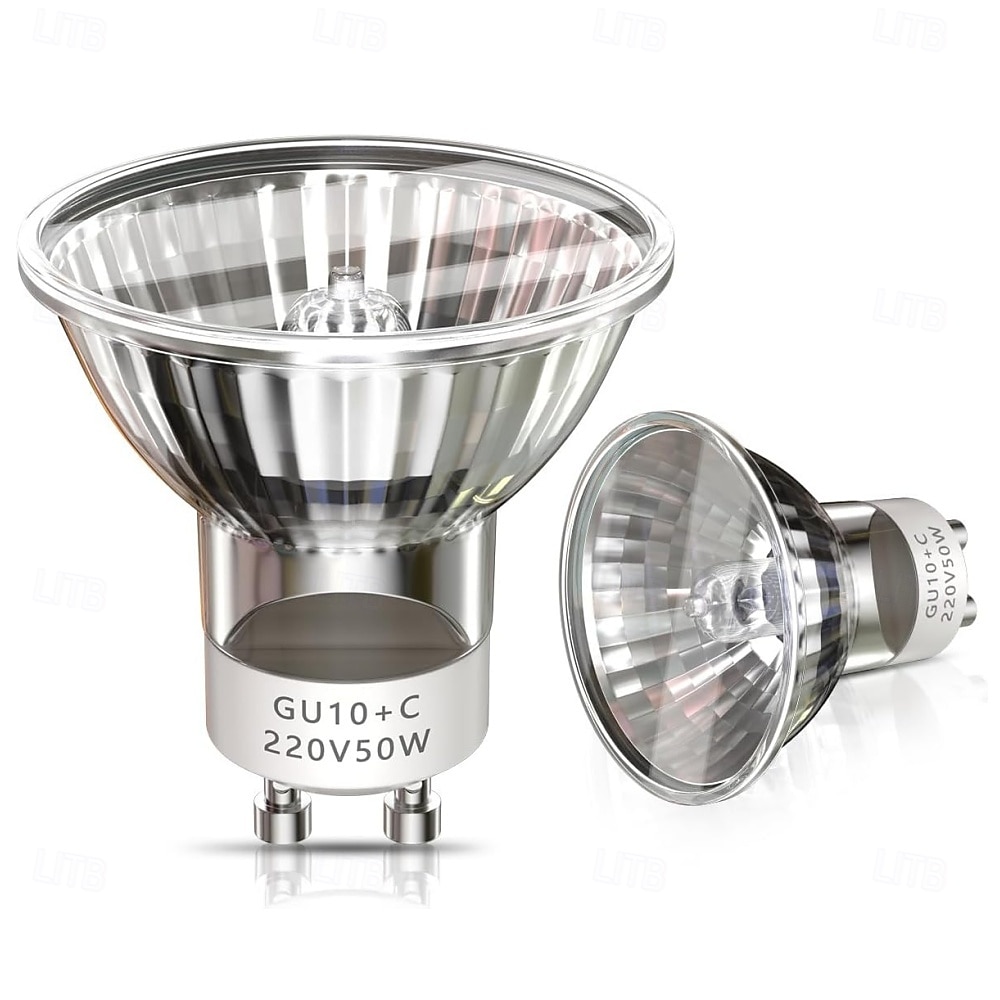 GU10 halogenlampa 220v 50w halogenlampor MR16 med glasskydd 2700k varmvit dimbar för ljusvärmare lampskena taklampa 6st 2025 - $16.49 –P1