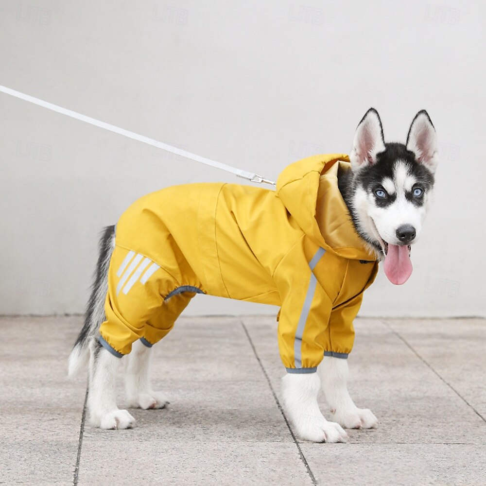 Capa de chuva para cachorro, capa de chuva impermeável com capuz, capa de chuva refletiva alta para animais de estimação com furo para guia para cães pequenos, médios e grandes de 2025 por $18.49 –P12