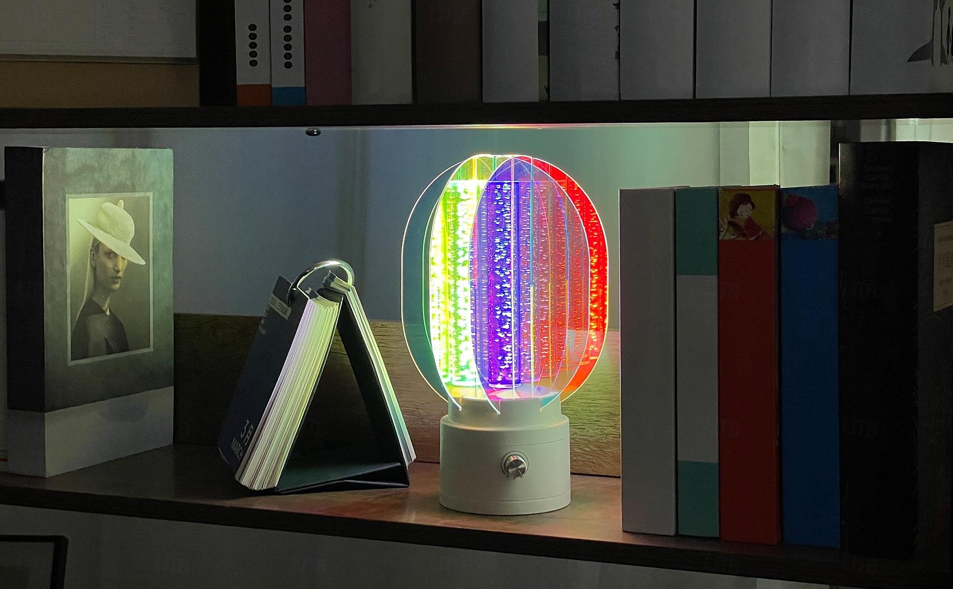 Luminária de mesa recarregável sem fio com efeito aurora, luz noturna para quarto com rotação de 360 graus, luminária de mesa operada por bateria para sala de estar, luminária pequena para estação de de 2025 por $55.99 –P11
