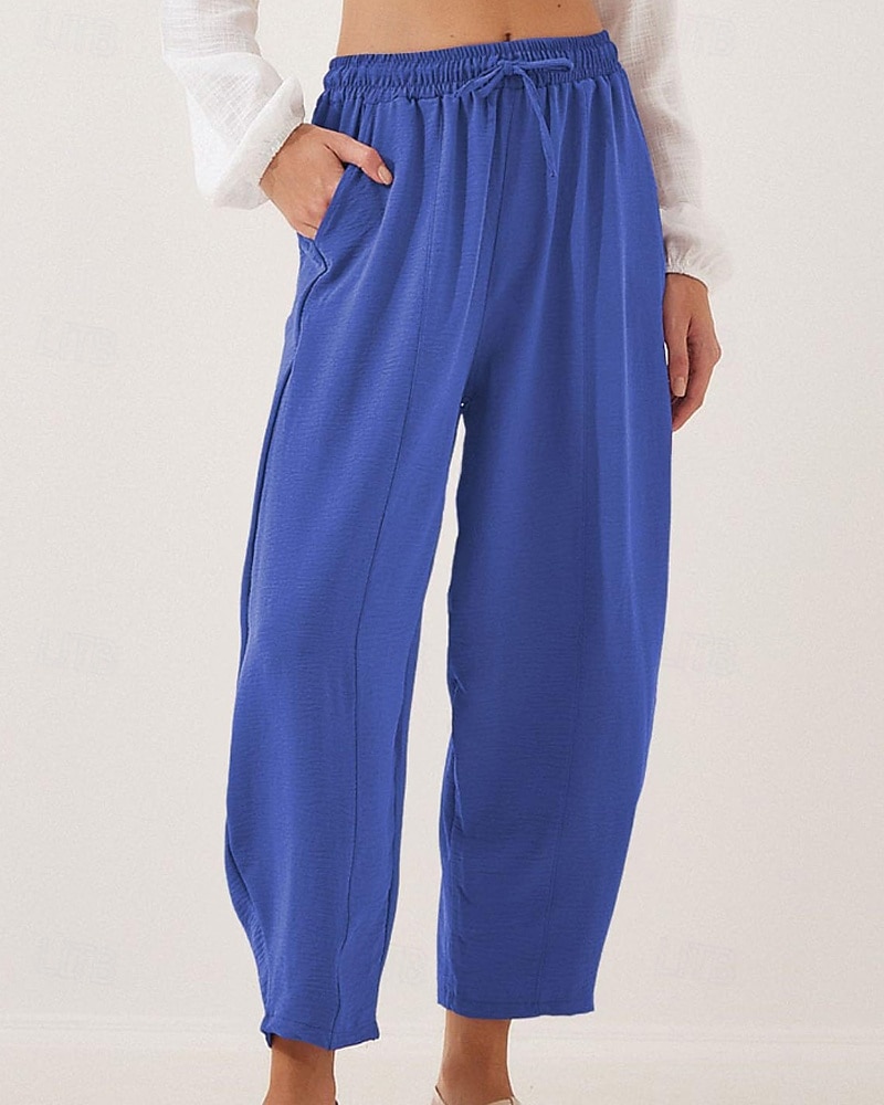 Жен. Брюки Мода Уличный стиль Полная длина Средняя талия Полотняное плетение Карман Эластичный шнурок На открытом воздухе Удобный на открытом воздухе Отпуск 2026 - $22.99 –P3