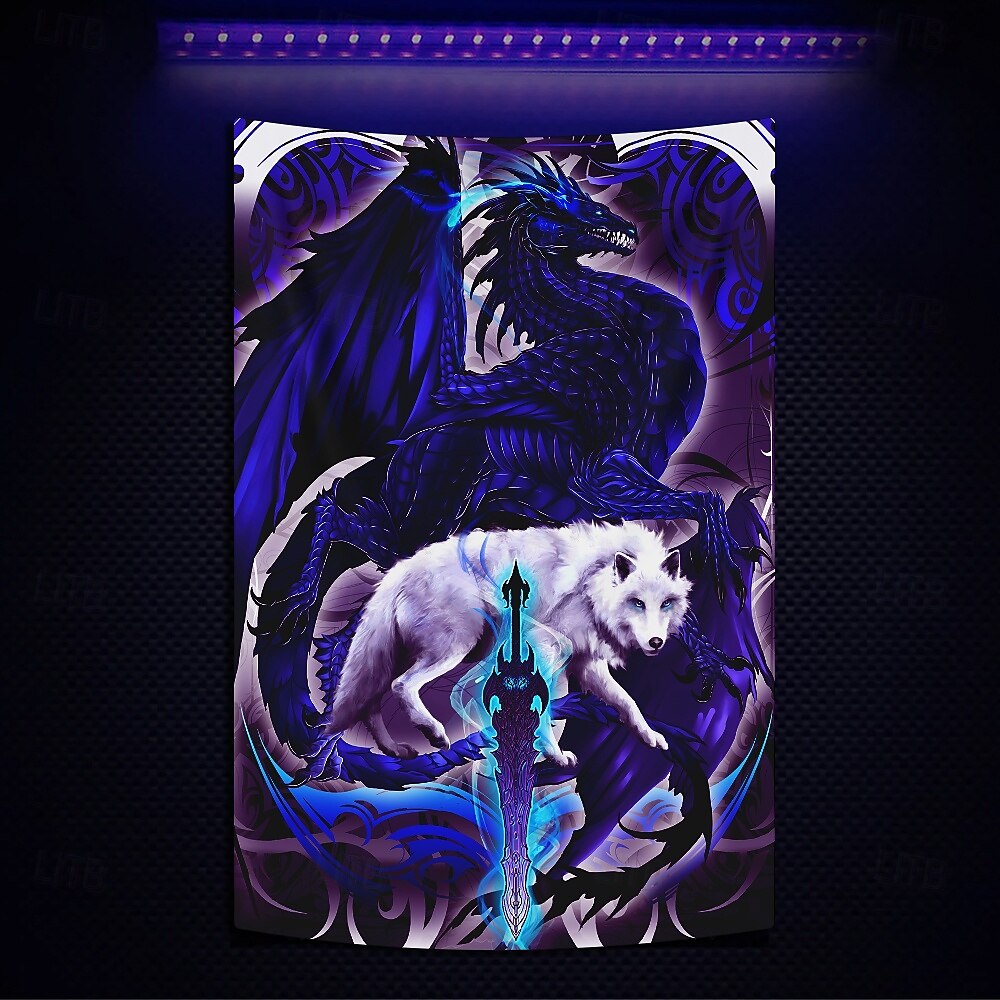Tapisserie Blacklight de Ruth Thompson Lumineux dans le Noir Fête Lumineuse UV Réactive Psychédélique Brumeuse Tapisserie Suspendue Art Mural pour Salon Chambre Dragonblade ALPHABLADE HAUTE RÉSOLUTIO de 2025 ? $16.99 –P1