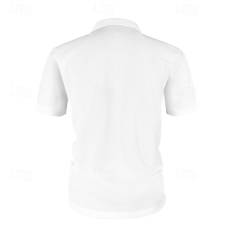 Herren Golfshirt Golf Poloshirts Arbeit Lässig Revers Kurzarm Basic Modern Einfach Knöpfe Jacquard Sommer Normale Passform Schwarz Weiß Marineblau Blau Meerblau Dunkelgray Golfshirt 2025 - $18.99 –P12