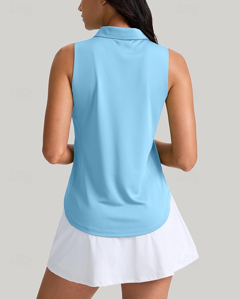 Γυναικεία Μονόχρωμο Πουκάμισο τένις Αμάνικο UPF50+ Γρήγορο Στέγνωμα Τέννις Γκολφ Μπάντμιντον Γιακά με φερμουάρ Μπλουζάκι Μπολύζες Μαύρο Βαθυγάλαζο Πράσινο Ρούχα τένις 2026 - $22.99 –P9