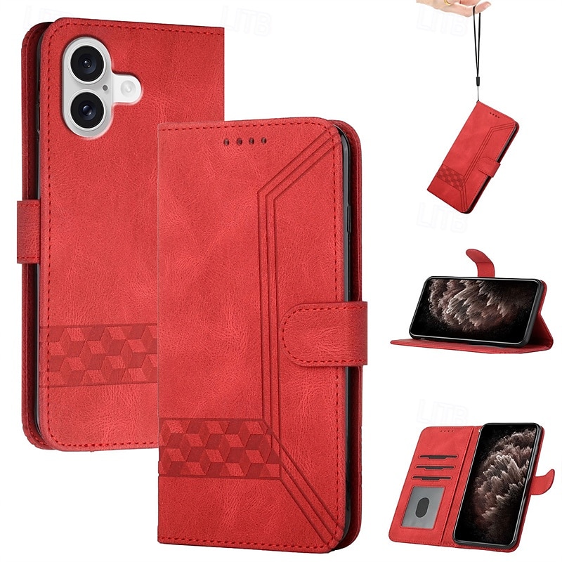 Custodia a portafoglio per iPhone 16, 15, 14, 13, 12, 11 Pro Max con chiusura magnetica, cordino, cinturino da polso, scomparti per carte, cover antiurto in pelle PU e TPU. del 2025 a $13.99 –P4