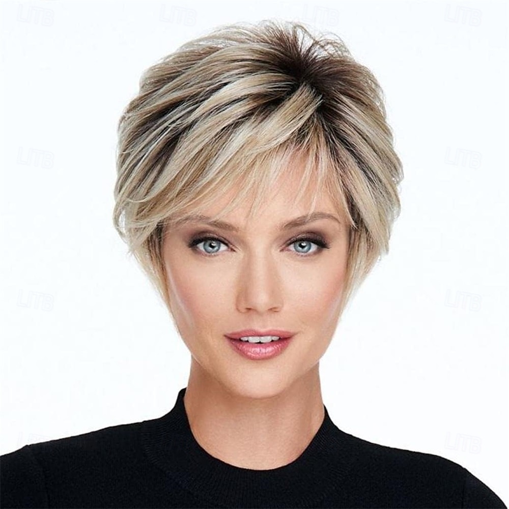 Short Silver White Synthetic Wigs with Bangs for Old Women White Stylish Fluffy Layered Wigs Natural Fluffy Heat Resistant Wigs for Mother Grandmother Grandma 2025 - $25.99 –P13