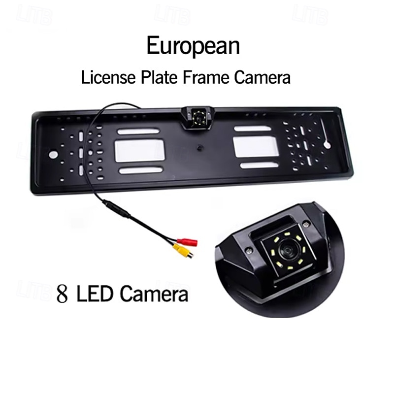 2025年 EUナンバープレートフレームリアビューカメラ、8個のLEDナイトビジョン付き - 車用防水バックアップリバースパーキングカメラ コレクション – $28.99 –P1