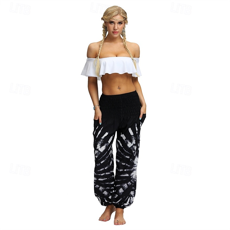 Retro Vintage Boho 1970s Harem pants Yoga Pants Hippie Tie Dye Smocked Waist Rainbow Fancy Dress Women's Halloween Carnival Pride Parade Pride Month Festival Adults' Pants 2026 - $27.99 –P19