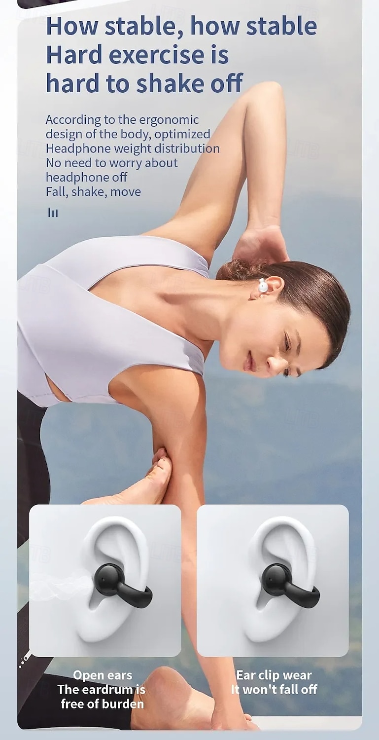 YX09 Open-Ear Wireless Earbuds Bluetooth 5.3 – Ultra-Light Clip-On Headphones with Mic, Low Latency, Waterproof, for Running, Gaming, Phone Calls 2025 - $22.99 –P4