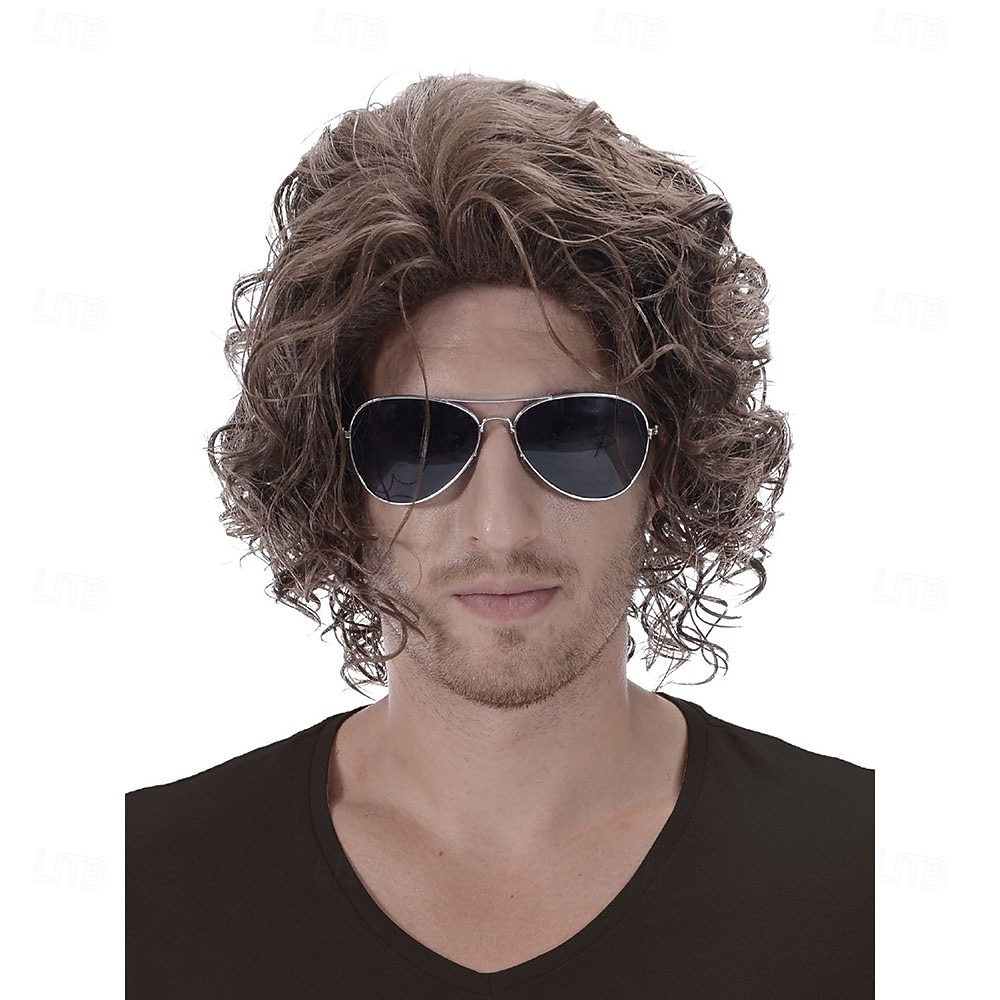 Krótka Kręcona Puszysta Peruka lat 70-tych Fala Hippie Męskie Peruki Kostiumowe na Imprezę Cosplay dla Dorosłych Dzieci Jedno Opakowanie Halloween 2025 - $24.99 –P1