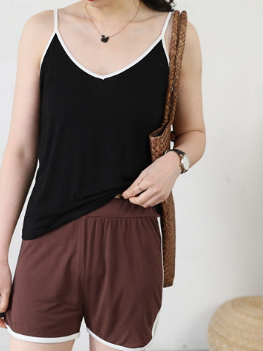 Women's Camisole Tank Top Solid Color Daily Sleeveless Crew Neck Regular Tops Daily Backless Light Blue Iron Gray Denim Blue Matcha green Black Summer 2025 - Kč349 –P2
