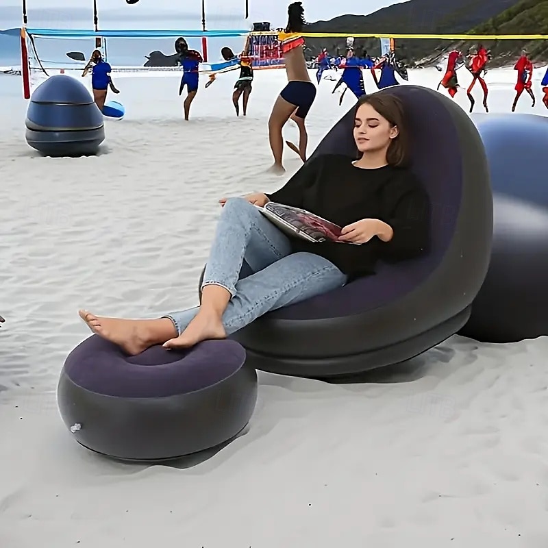 sofá inflável portátil com pedais - sofá dobrável confortável para camping ao ar livre com kit de restauração de 2025 por $77.99 –P7
