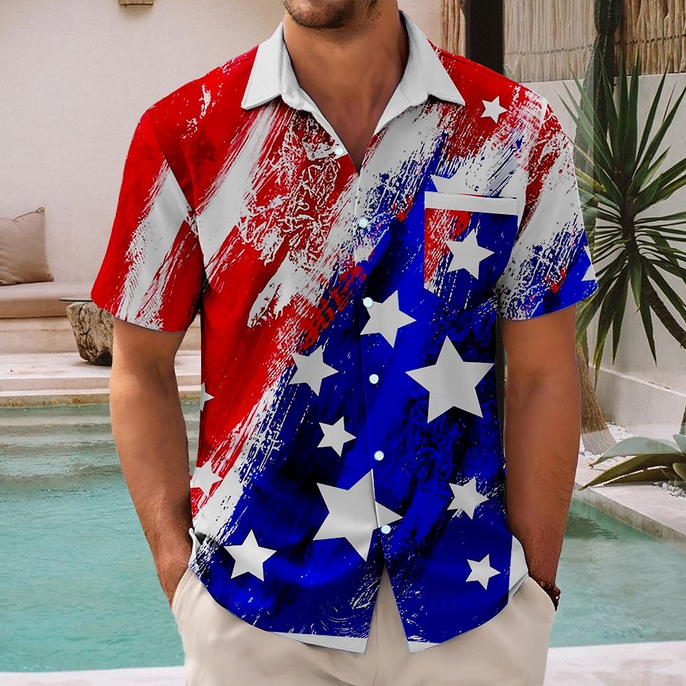 Men's 250th Anniversary Patriotic American Flag Button Down Shirt Short Sleeve Summer Vacation Top 2026 - $25.99 –P2