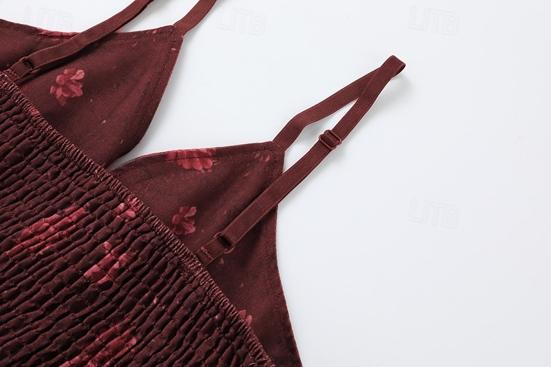 Per donna Mini Abito Abito Floreale Abito Boho Abito Stampato Abito occidentale Classico Moderno All'aperto Vacanza Ferie Vestibilità regolare Fiore Manica Corta Scollo a V Vino Estate del 2025 a $33.99 –P8