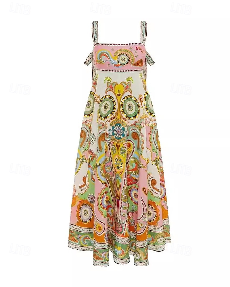 Damen Langes Kleid Maxikleid Baumwoll-Leinen-Kleider Freizeitkleid Mode Outdoor Party Ferien Normale Passform Ethnisch Kurzarm Träger Gelb Sommer 2025 - $38.99 –P5