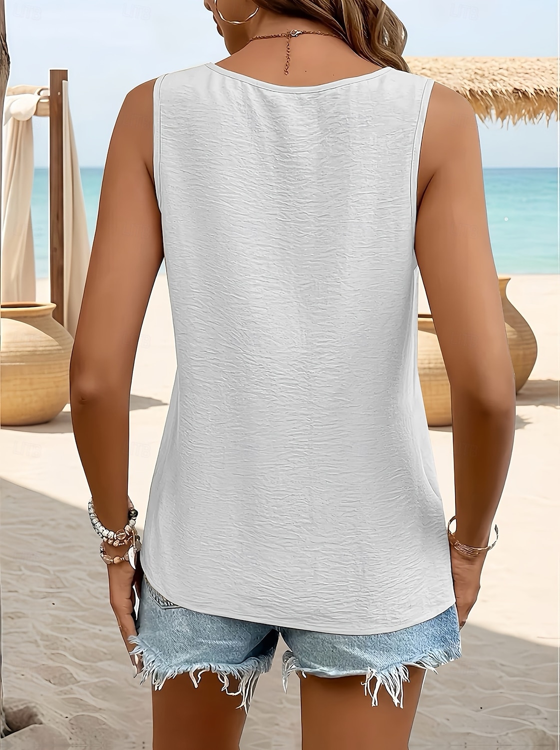 Pentru femei Camisole Tank Top Simplu Elegant Stilat De Bază Fără manșon În V Topuri obișnuite Zilnic Concediu Negru Alb Portocaliu Vară Primăvară 2025 - $16.99 –P4