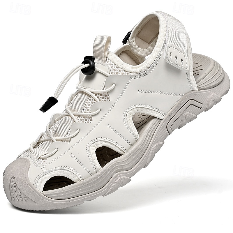 Herrensandalen – weiße Outdoor-Wassersport-Sandalen mit verstellbaren Riemen und atmungsaktivem Mesh für Wander-, Strand- und Sommerabenteuer 2025 - $46.99 –P3