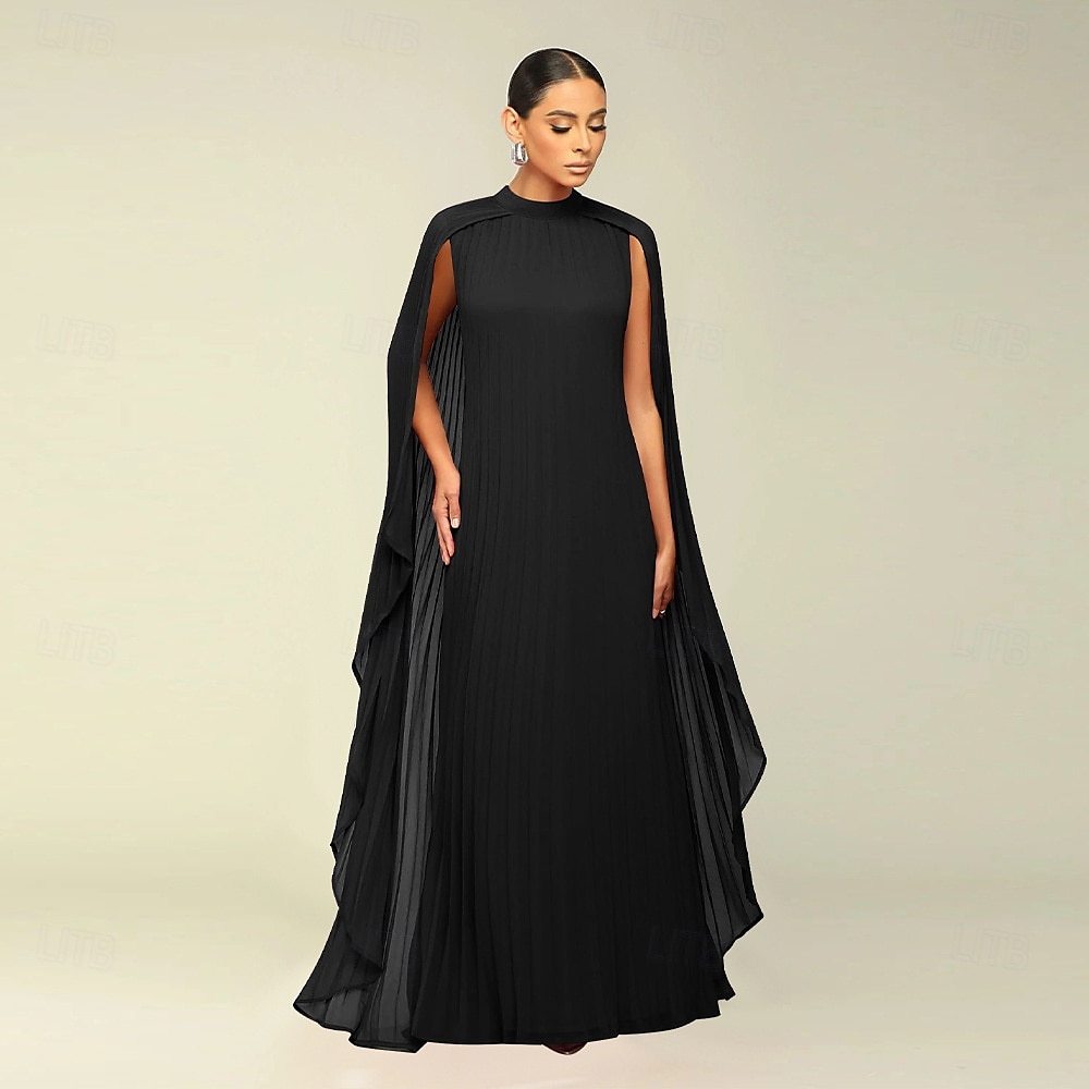 Abiti A-Line Quinceanera elegante abito formale matrimonio lunghezza al pavimento maniche lunghe scollo alto chiffon con pieghe del 2025 a $119.99 –P26