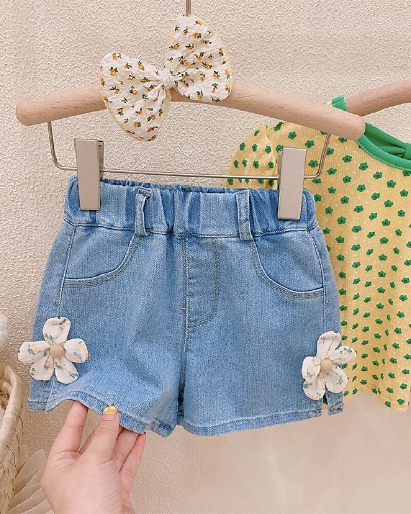 Kids Girls' Shorts Floral Streetwear Patchwork School 4-12 Years Summer Navy Blue Royal Blue Blue 2025 - $11.99 –P9