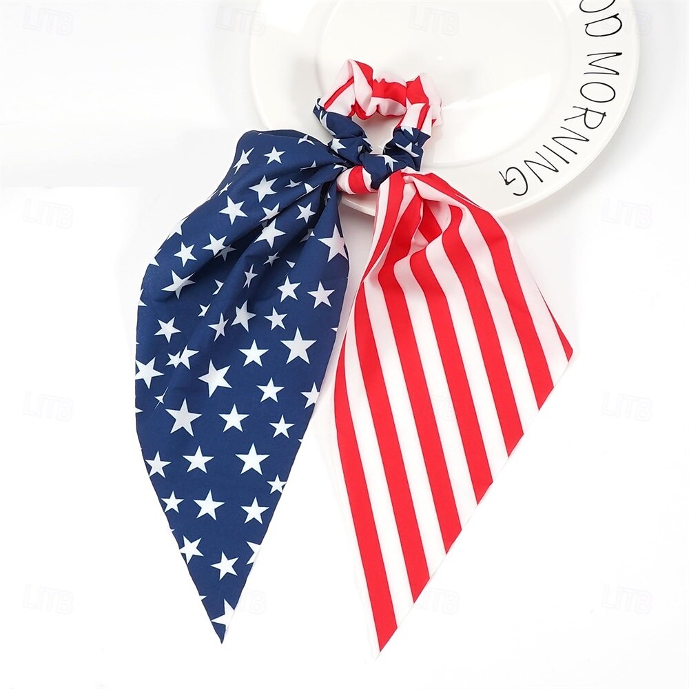 Elásticos de cabelo com bandeira americana para mulheres e meninas, dia da independência, 4 de julho, elásticos de cabelo, estrela vermelha, branca e azul, laços de cabelo patrióticos, fitas do dia da de 2025 por $5.49 –P6