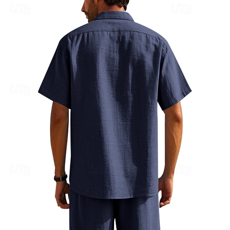 Per uomo Camicia Camicia di lino Camicia casual Camicia con Bottoni Camicia di cotone Semplice Vacanza Streetwear Giallo scuro Nero Bianco Blu marino Manica Corta Collo ripiegato Estate Abbigliamento del 2025 a $18.99 –P12