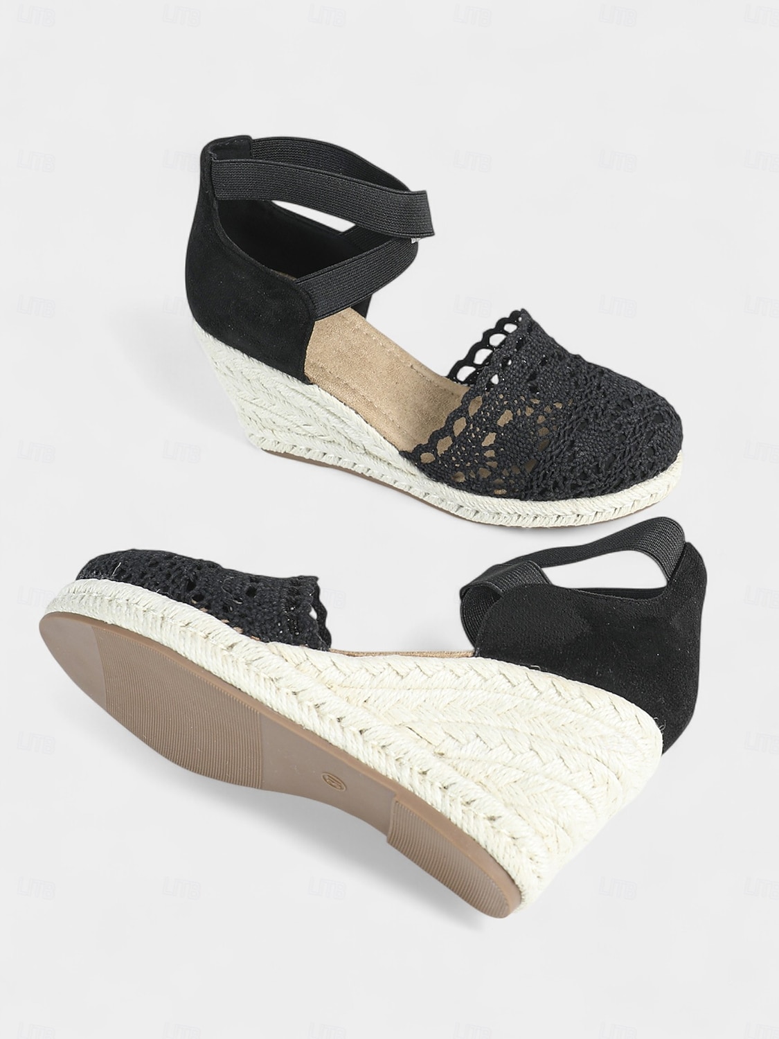 sandali con zeppa espadrillas in pizzo all'uncinetto da donna - scarpe con plateau chiuse in stile vintage con cinturini alla caviglia, ideali per matrimoni estivi in spiaggia e feste in giardino del 2026 a $46.99 –P4