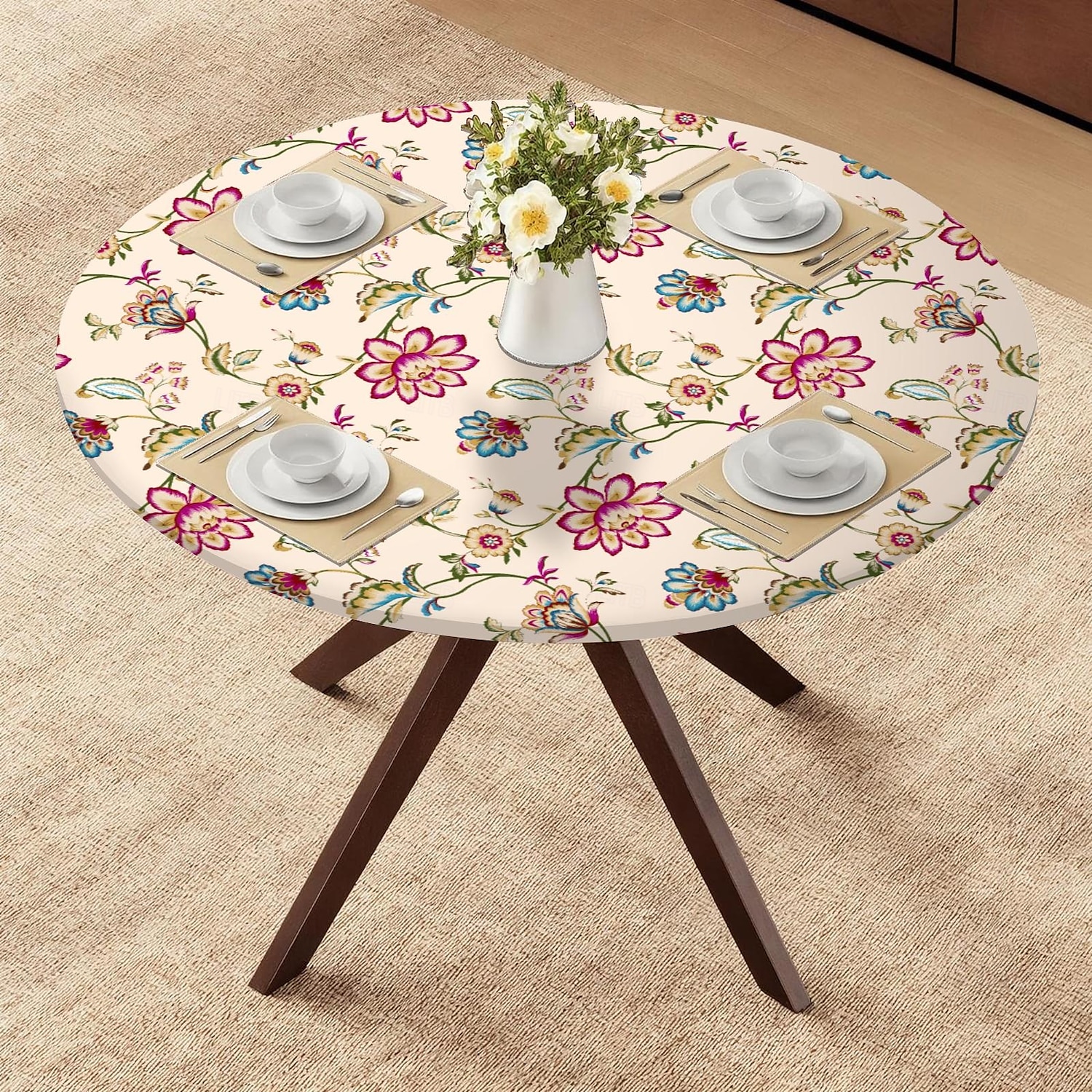 kodin deluxe-pöytäliinat, joustavat reunat, flanellitaustalla, vinyyli, istuva pöytäliina, kuvio suuri, pyöreä, pitkulainen, soikea 2025 - $10.99 –P1