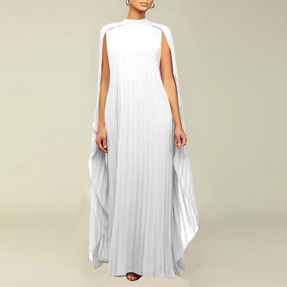Abiti A-Line Quinceanera elegante abito formale matrimonio lunghezza al pavimento maniche lunghe scollo alto chiffon con pieghe del 2025 a $119.99 –P14